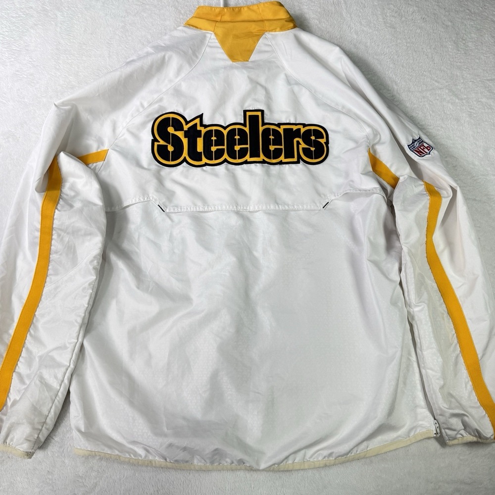 Vintage Pittsburgh Steelers NFL Windbreaker Mens Medium White 1/4 Zip Reebok
